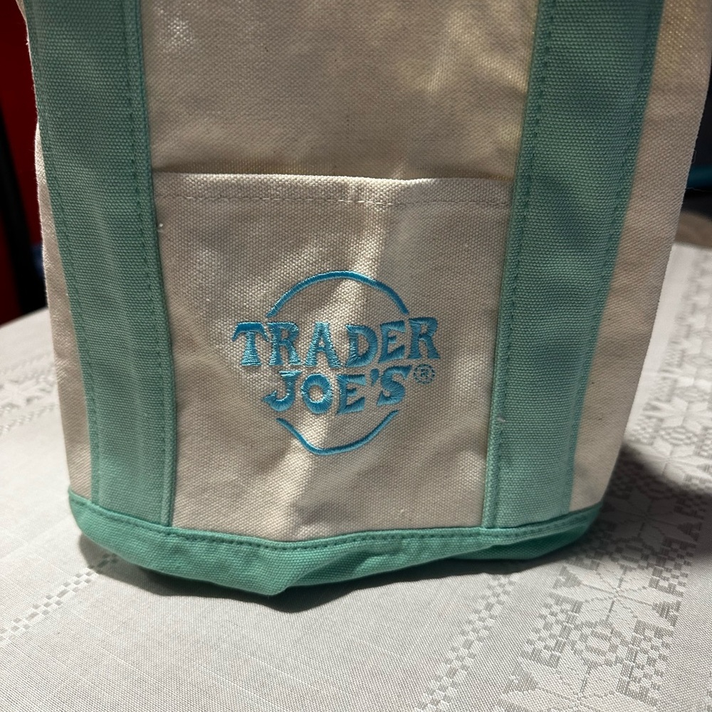Trader Joe's Pastel Green Mini Canvas Tote Bag LIMITED EDITION